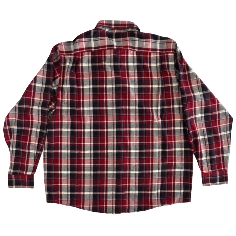 Wrangler Red Black Plaid Flannel Cotton Long Sleeve Button Up Shirt Mens 2XT NWT - Picture 2 of 10